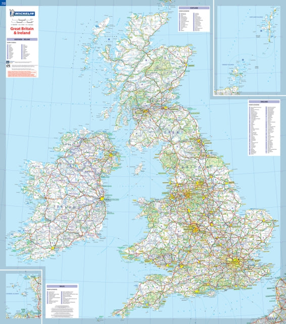 Great Britain & Ireland - Michelin rolled & tubed wall map Encapsulated : Wall Map-9782067106529