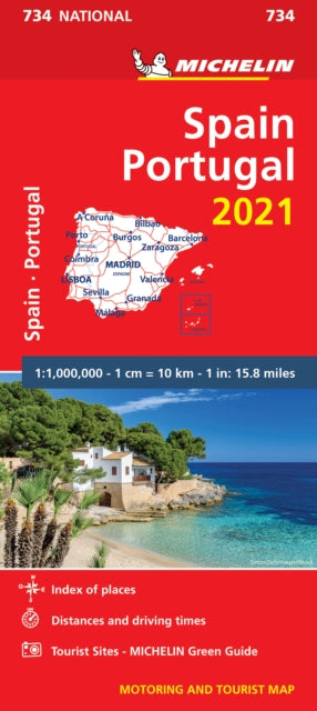 Spain & Portugal 2021 - Michelin National Map 734 : Maps-9782067249615
