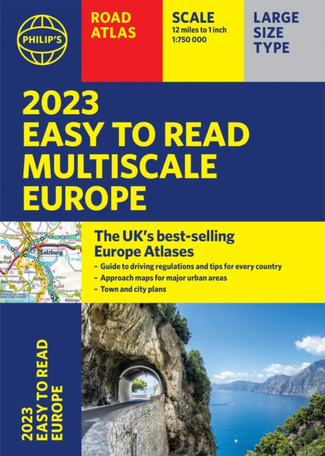 2023 Philip's Easy to Read Multiscale Road Atlas Europe : (A4 Flexiback)-9781849075558