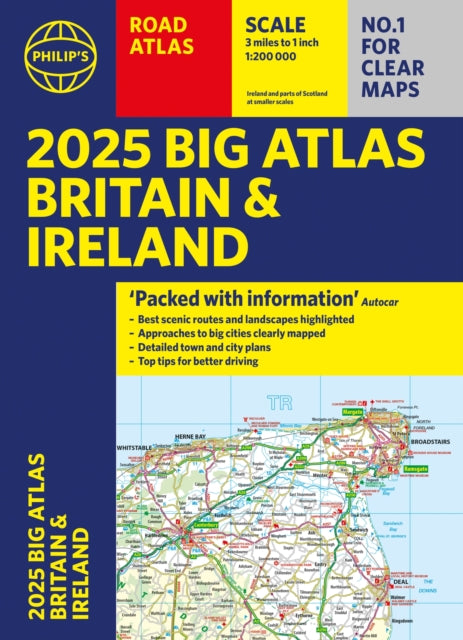 2025 Philip's Big Road Atlas of Britain & Ireland : (A3 Paperback)-9781849076630