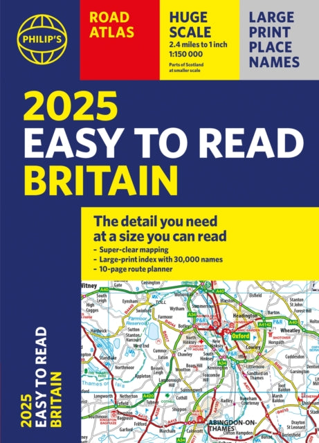 2025 Philip's Easy to Read Road Atlas of Britain : (A4 Paperback)-9781849076654