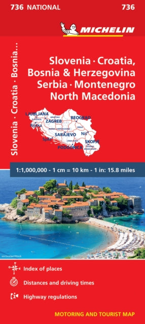 Slovenia, Croatia, Bosnia - Michelin National Map 736 : Map-9782067171992