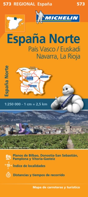 Pais Vasco, Navarra, La Rioja - Michelin Regional Map 573 : Map-9782067184206