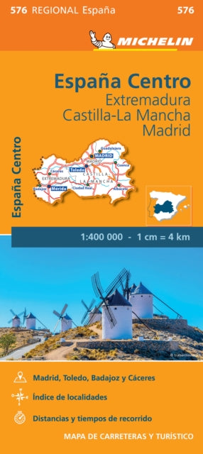 Extremadura, Castilla La Mancha, Madrid - Michelin Regional Map 576 : Map-9782067184350