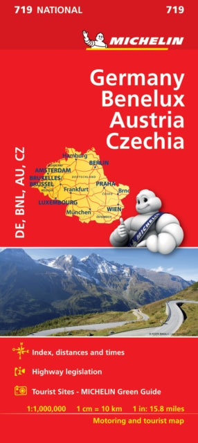 Germany, Benelux, Austria, Czech Republic - Michelin National Map 719 : Map-9782067219854
