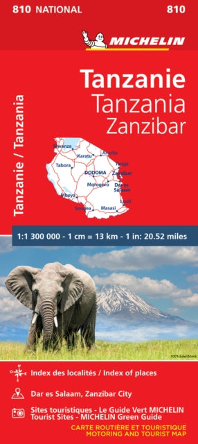 Tanzania & Zanzibar - Michelin National Map 810 : Map-9782067242586