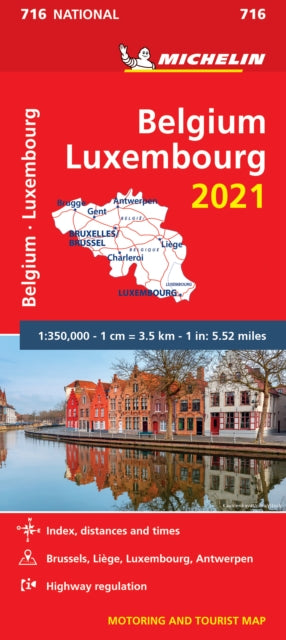 Belgium & Luxembourg 2021 - Michelin National Map 716 : Maps-9782067249974